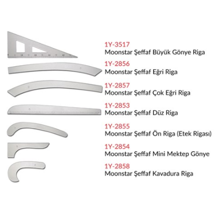 Moonstar Şeffaf Plastik Riga Cetvel Takım (7 Parça)